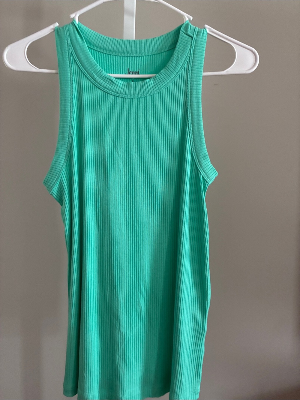 Jenni Ribbed Tank Top in Mint Teal